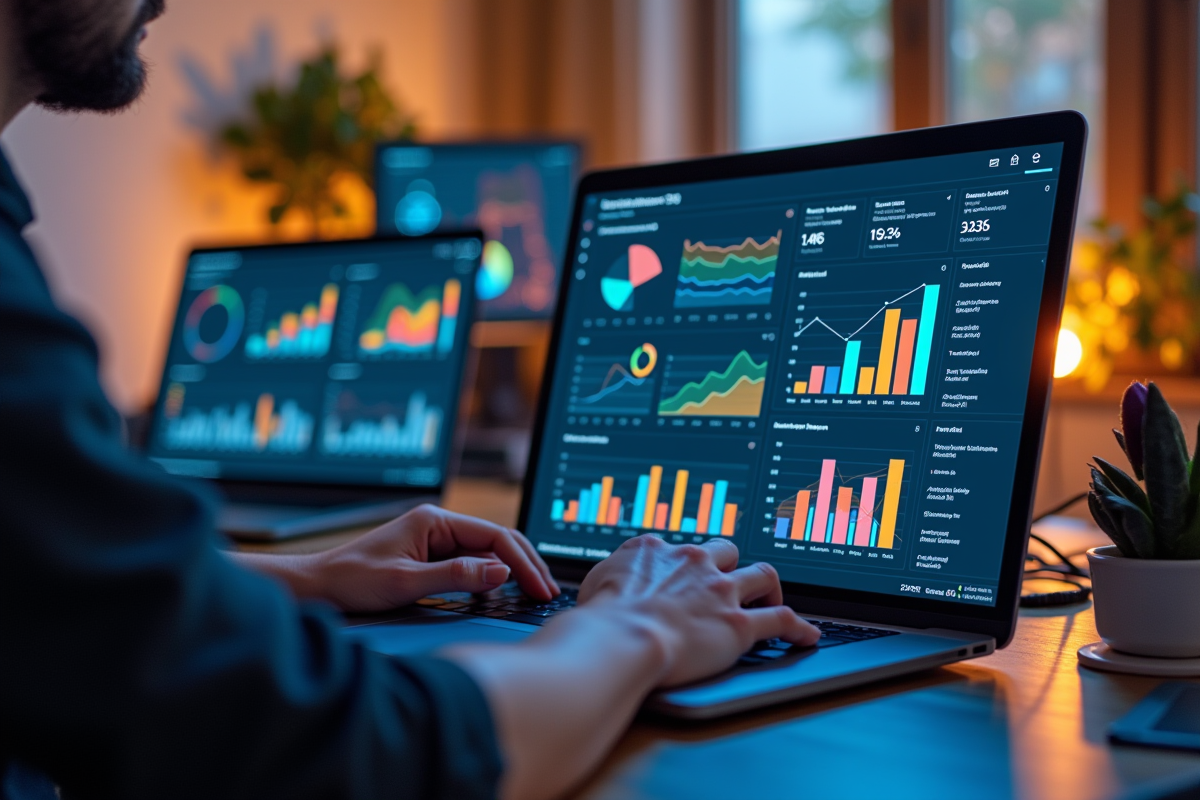 Personne analysant des données marketing sur un ordinateur portable