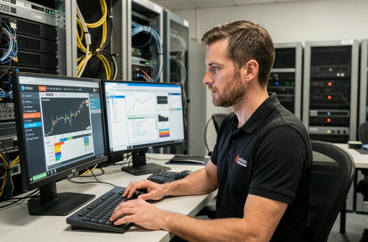 Spécialiste de BIS Dinan effectuant une maintenance informatique à Dinan