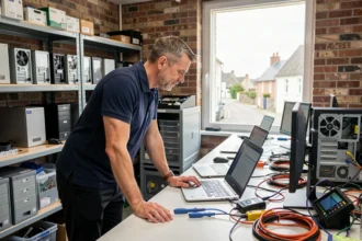 Technicien informatique en atelier de dépannage dans les Côtes-d'Armor