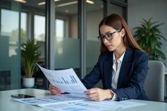 Femme professionnelle en réunion de sécurité en bureau