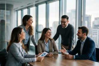 Groupe de professionnels en réunion dans un bureau moderne
