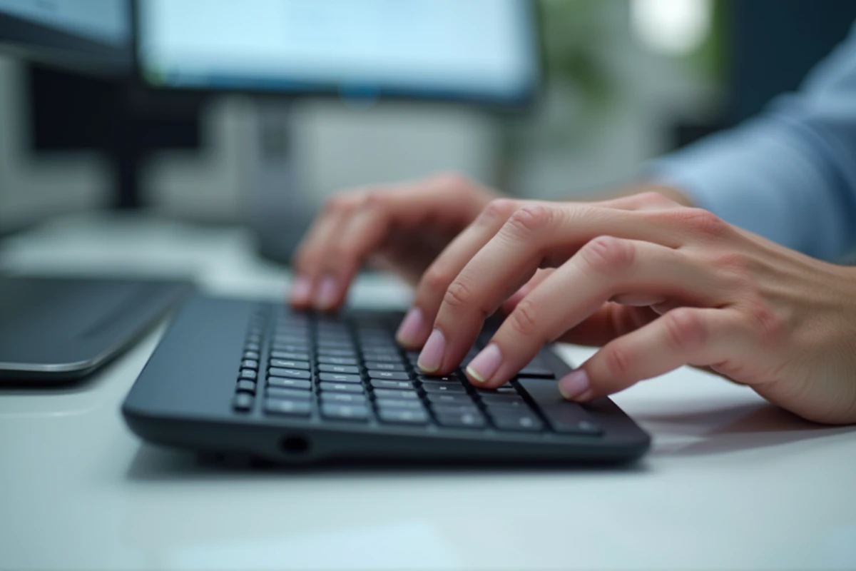 Mains appuyant simultanément sur les touches Alt et Maj du clavier pour inverser la disposition