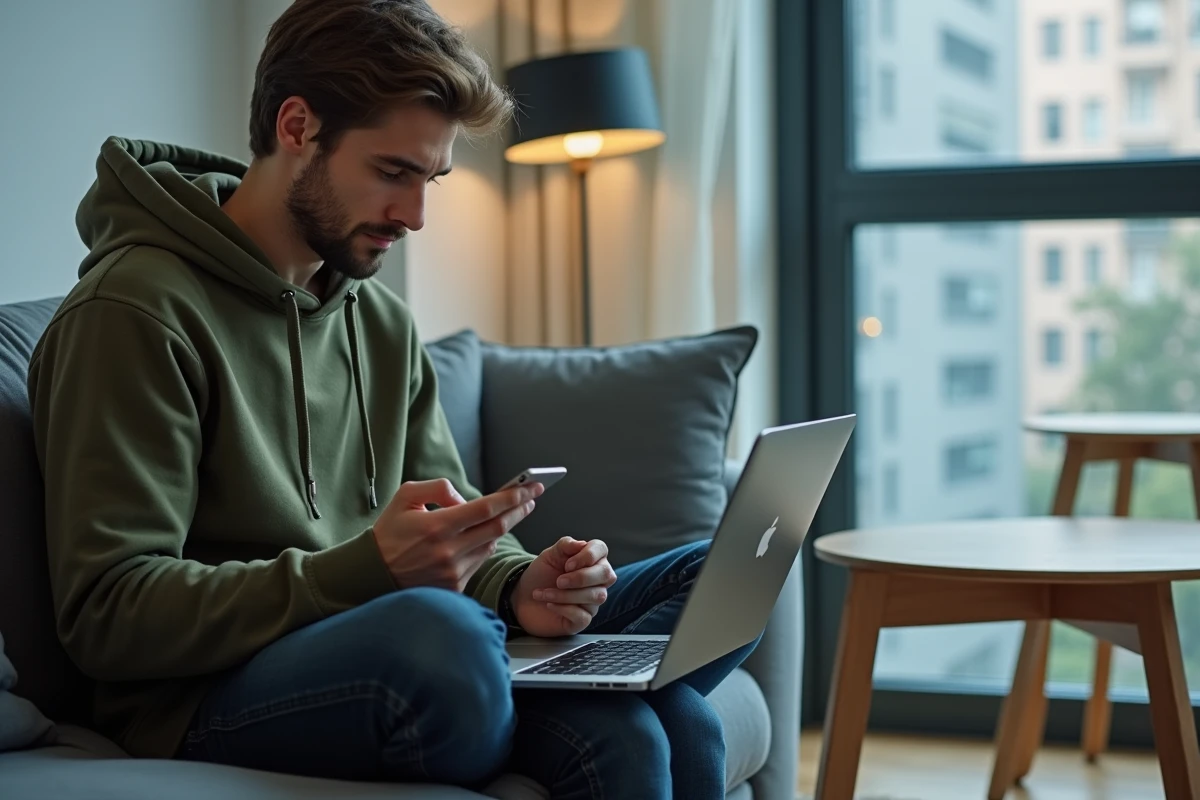 Jeune homme récupérant l'accès à son compte webmail académique via un formulaire de réinitialisation